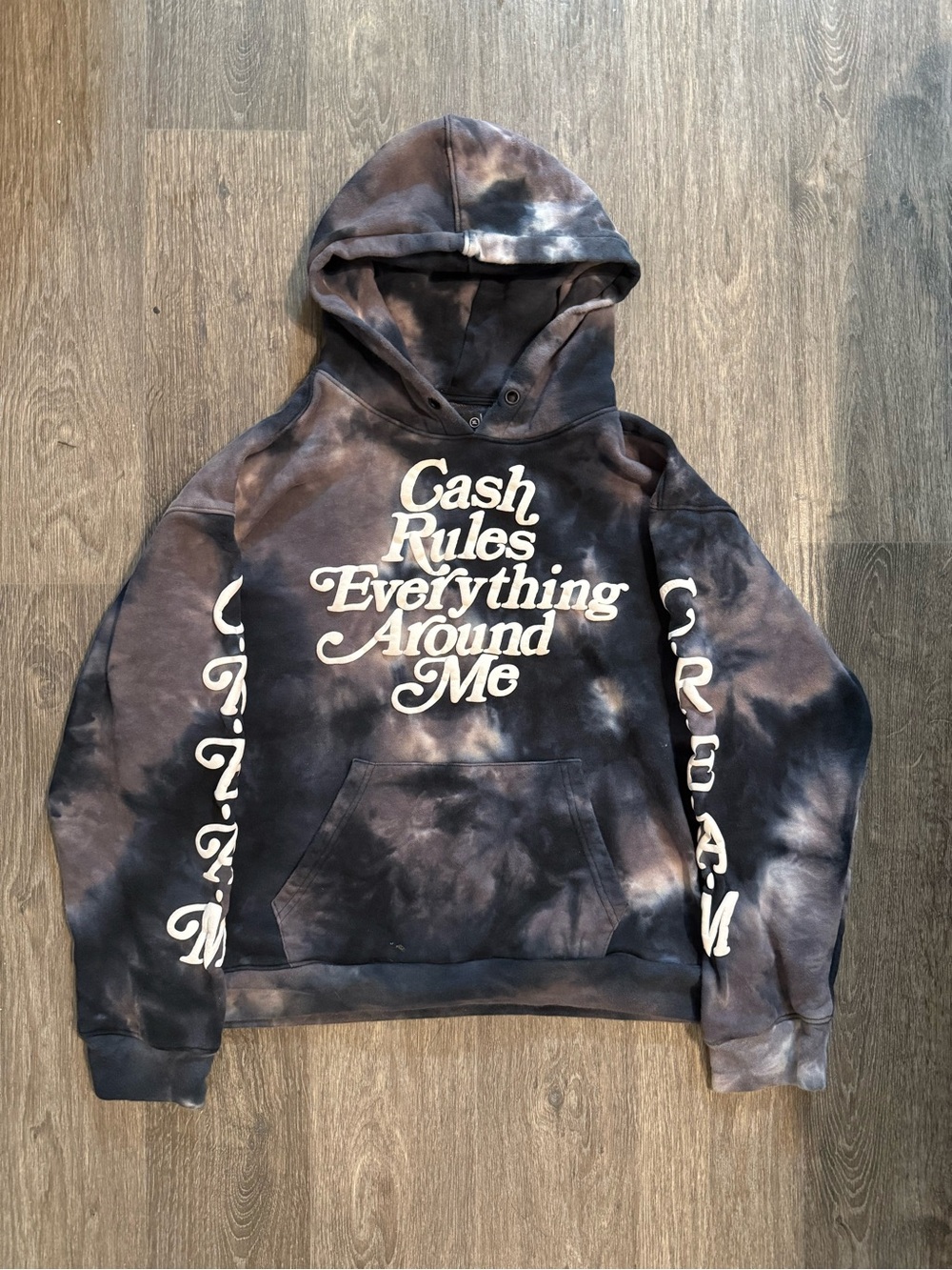 Cash Rules Everything Around Me Tie-Dye Hoodie - Black/Brown